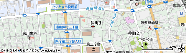 埼玉県さいたま市浦和区仲町周辺の地図