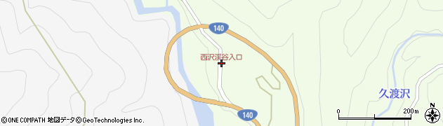 西沢渓谷入口周辺の地図