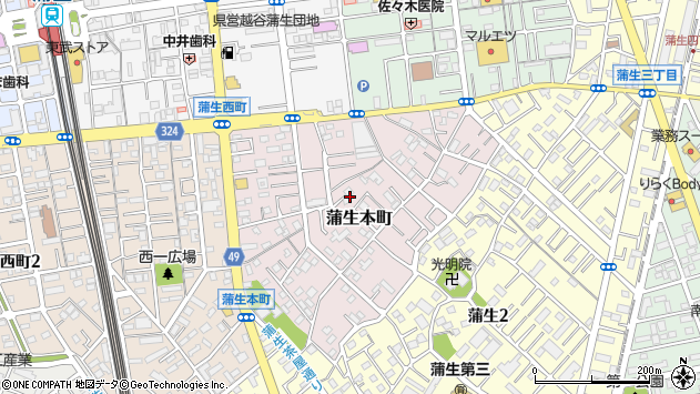〒343-0837 埼玉県越谷市蒲生本町の地図