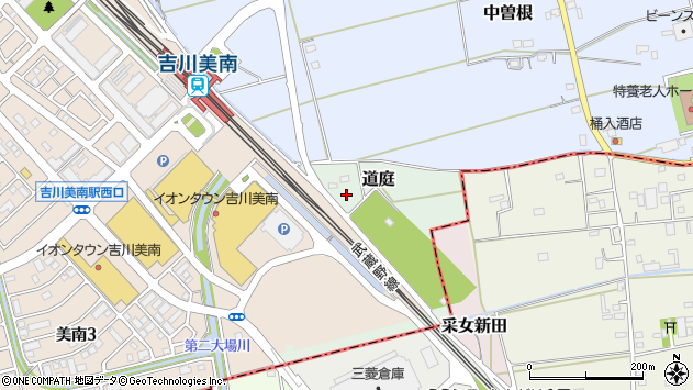 〒342-0034 埼玉県吉川市道庭の地図