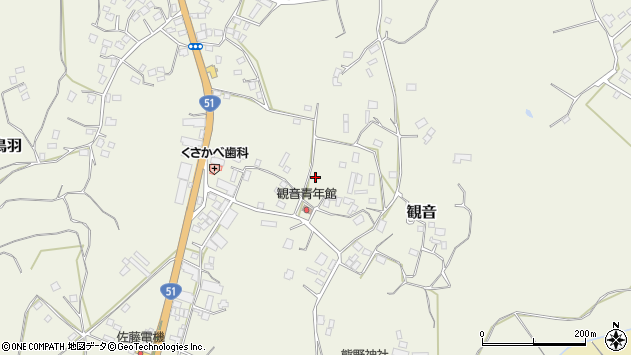 〒287-0036 千葉県香取市観音の地図