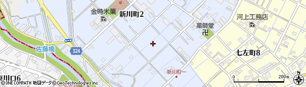 埼玉県越谷市新川町2丁目周辺の地図