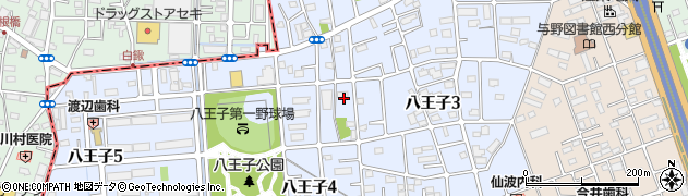 埼玉県さいたま市中央区八王子周辺の地図