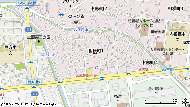 〒343-0823 埼玉県越谷市相模町の地図