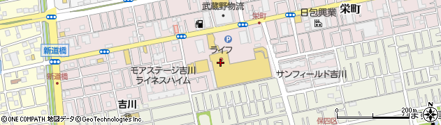 ライフ吉川栄町店周辺の地図