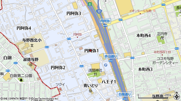 〒338-0007 埼玉県さいたま市中央区円阿弥の地図