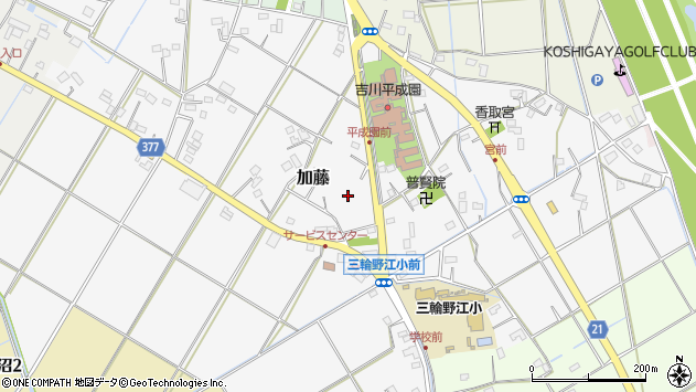 〒342-0022 埼玉県吉川市加藤の地図