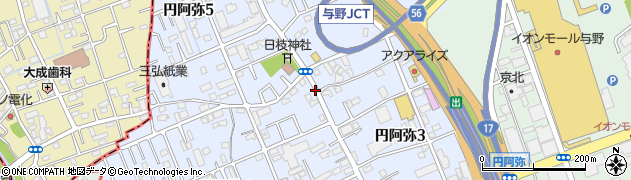 埼玉県さいたま市中央区円阿弥周辺の地図