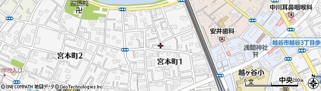 埼玉県越谷市宮本町1丁目周辺の地図