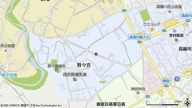 〒350-1244 埼玉県日高市野々宮の地図