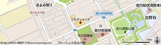 ポニークリーニングコモディイイダ吉川店周辺の地図