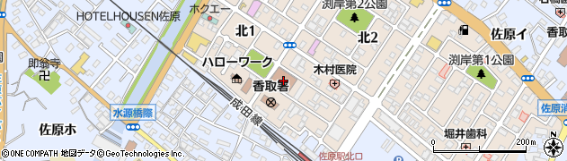佐原郵便局周辺の地図