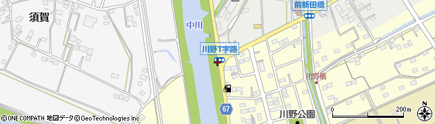 川野Ｔ字路周辺の地図