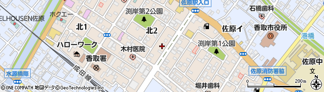 千葉県香取市北2丁目12周辺の地図