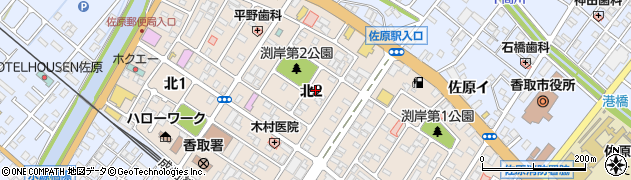 千葉県香取市北周辺の地図