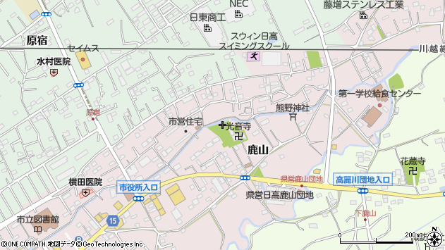 〒350-1231 埼玉県日高市鹿山の地図