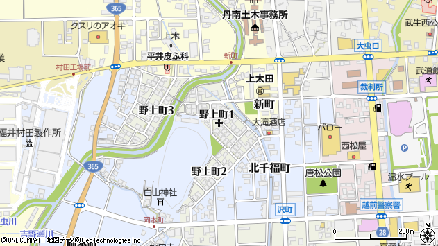 〒915-0836 福井県越前市野上町の地図