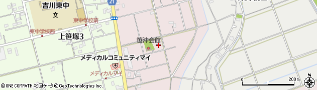 埼玉県吉川市上笹塚周辺の地図