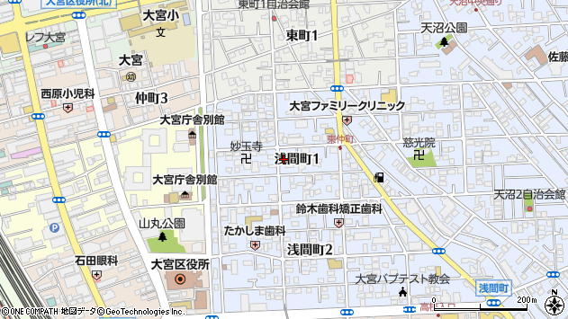〒330-0842 埼玉県さいたま市大宮区浅間町の地図