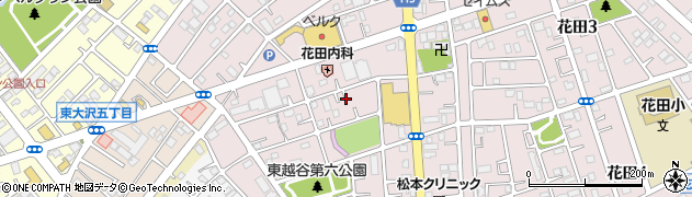 埼玉県越谷市花田1丁目周辺の地図