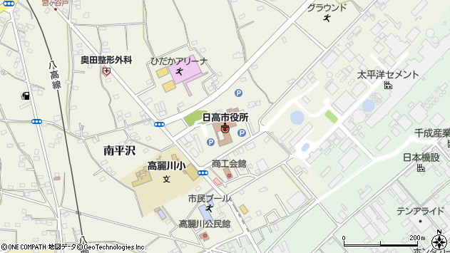 〒350-1200 埼玉県日高市（以下に掲載がない場合）の地図