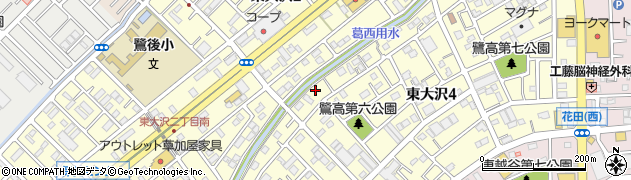 埼玉県越谷市東大沢周辺の地図
