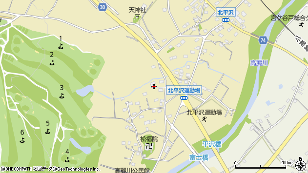 〒350-1242 埼玉県日高市北平沢の地図