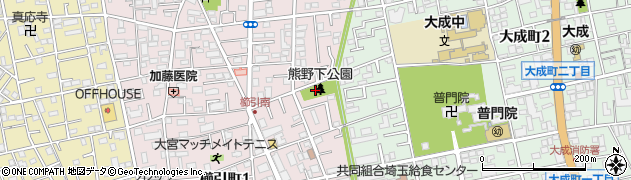 熊野下公園周辺の地図