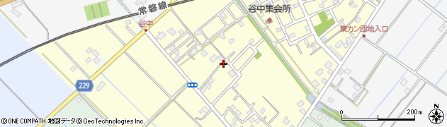 茨城県取手市谷中周辺の地図