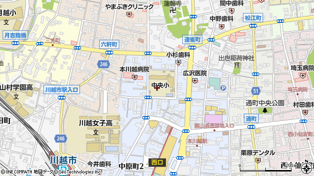 〒350-0042 埼玉県川越市中原町の地図