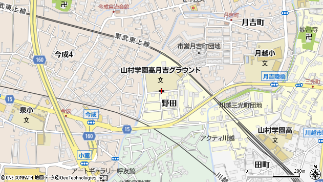 〒350-1111 埼玉県川越市野田の地図