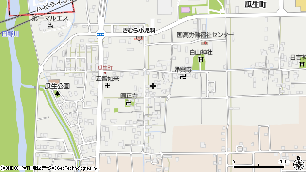 〒915-0096 福井県越前市瓜生町の地図