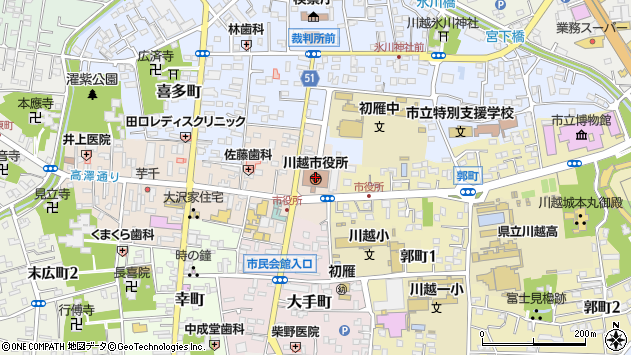 〒350-1100 埼玉県川越市（以下に掲載がない場合）の地図