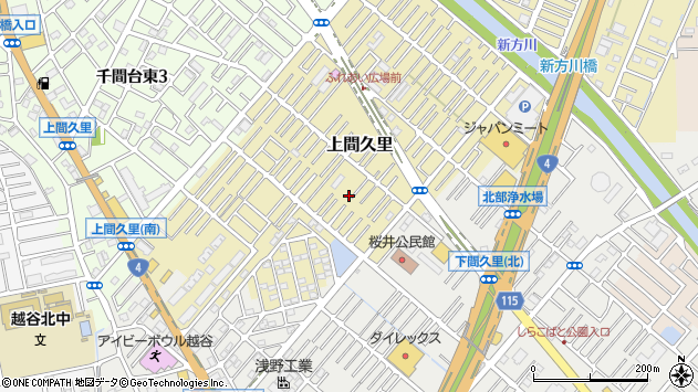 〒343-0043 埼玉県越谷市上間久里の地図