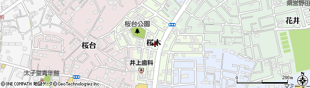 千葉県野田市桜木周辺の地図