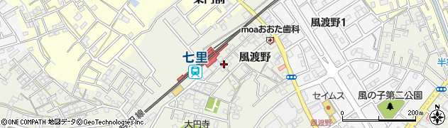 東武七里駅・駐輪場周辺の地図