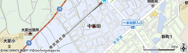 埼玉県鶴ヶ島市中新田周辺の地図