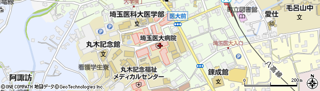 埼玉医科大学病院周辺の地図