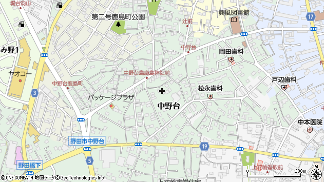 〒278-0035 千葉県野田市中野台の地図