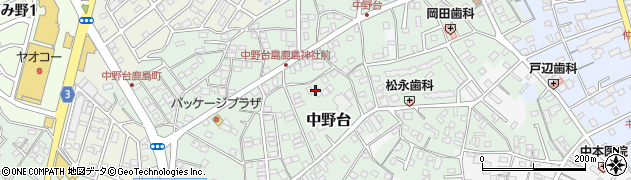 千葉県野田市中野台周辺の地図