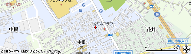 千葉県野田市中根周辺の地図