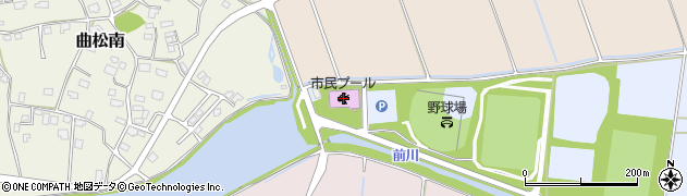 潮来市民プール周辺の地図