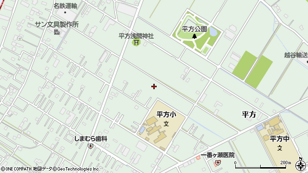 〒343-0002 埼玉県越谷市平方の地図