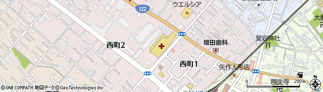 ダイソーヤオコー岩槻西町店周辺の地図