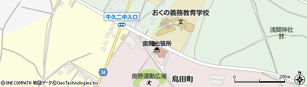 茨城県警察本部　牛久警察署・奥野駐在所周辺の地図