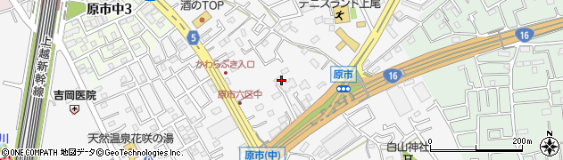 埼玉県上尾市原市周辺の地図