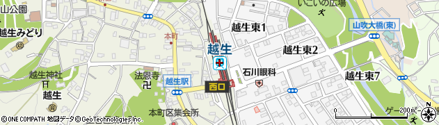 埼玉県入間郡越生町周辺の地図