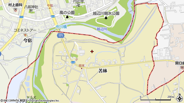 〒350-0431 埼玉県入間郡毛呂山町苦林の地図