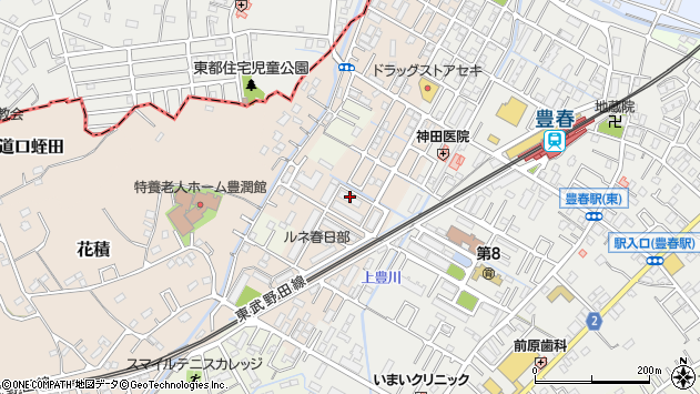 〒344-0045 埼玉県春日部市道口蛭田の地図