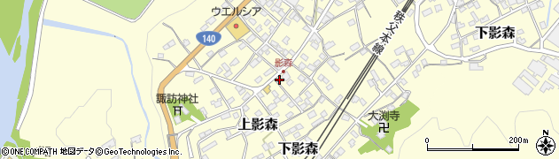 埼玉県秩父市上影森周辺の地図
